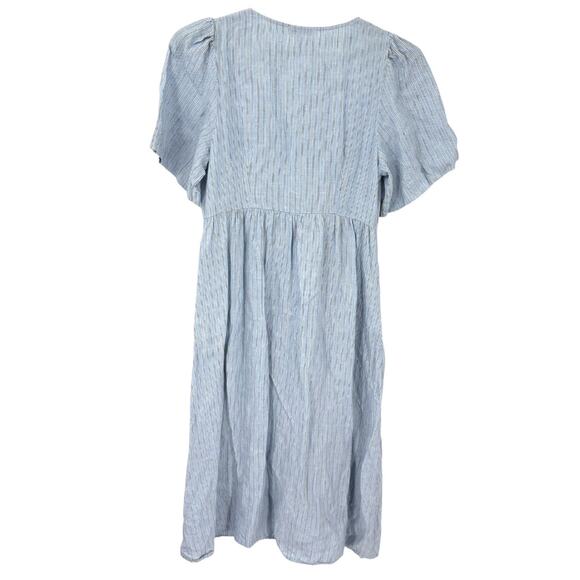Madewell Cassie Button-Front Midi Dress in Linen - powder blue 2X Flowy Roomy - Picture 6 of 9